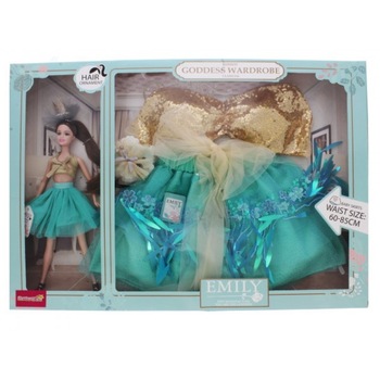 Set papusa Emily cu rochita pentru fetite Set papusa Emily cu rochita pentru fetite