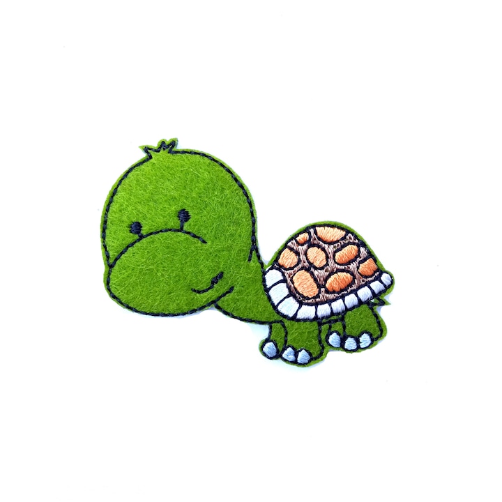 Petic textil / patch brodat broasca testoasa / relaxing turtle 5x3.2 cm