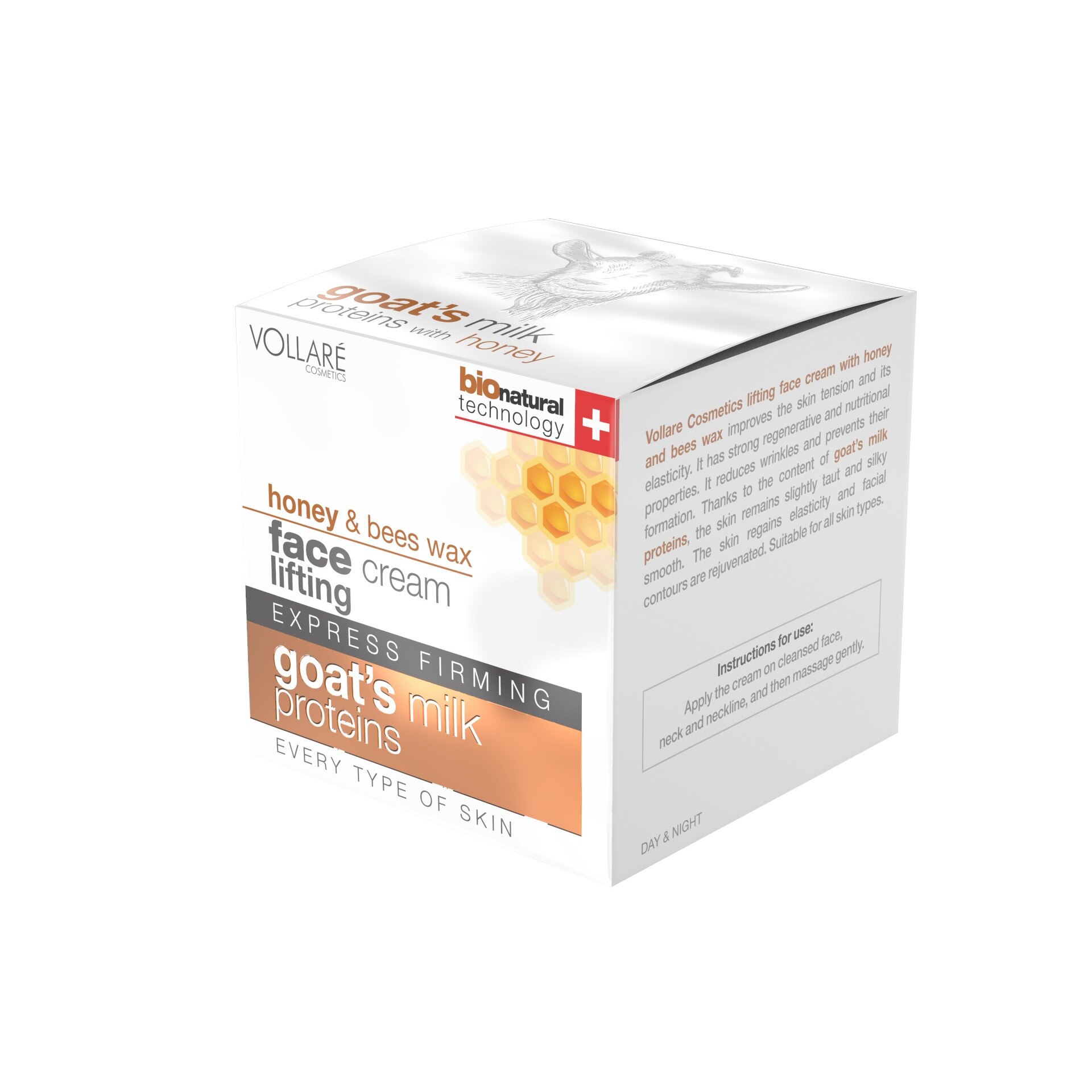 Crema de fata pentru lifting cu lapte de capra si ceara de albine Vollare Goat Milk, 50 ml