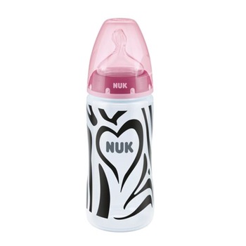 Biberon din polipropilena cu tetina din silicon 300 ml 6-18 luni Nuk First Choice+ Limited Edition 216275, Roz Biberon din polipropilena cu tetina din silicon 300 ml 6-18 luni Nuk First Choice+ Limited Edition 216275, Roz