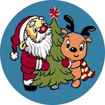 Covor Kolibri, Rotund, Craciun 11507, Albastru, 67x67 cm, 2350 gr/mp Covor Kolibri, Rotund, Craciun 11507, Albastru, 67x67 cm, 2350 gr/mp