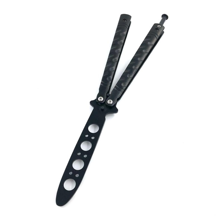 Briceag butterfly balisong, pentru antrenament, fara tais, 22 cm, CS:GO, negru mat