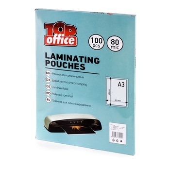 Folie de laminare Top OFFICE, A3, 80 μm, 100 bucati Folie de laminare Top OFFICE, A3, 80 μm, 100 bucati