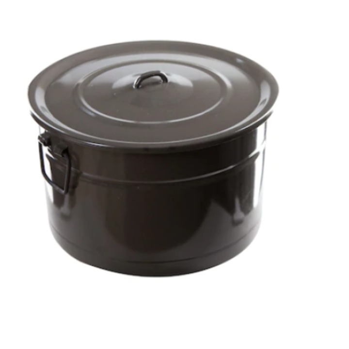 Комплект казан Купро и метален черпак, кръгъл, 30л., с мет. др, емайл, кафяв