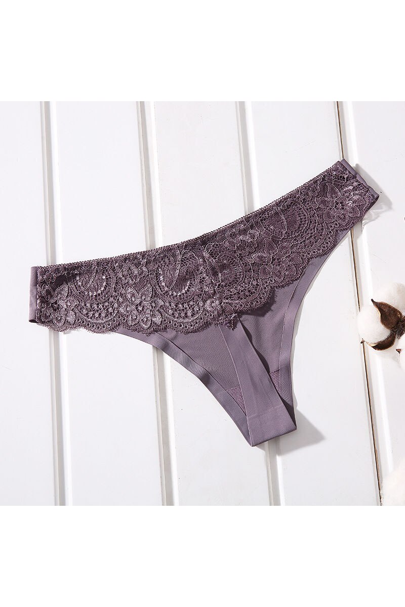 Дамски бикини, Rochena, Thong, Nylon, 3030, Dusty purple, M INTL - eMAG.bg