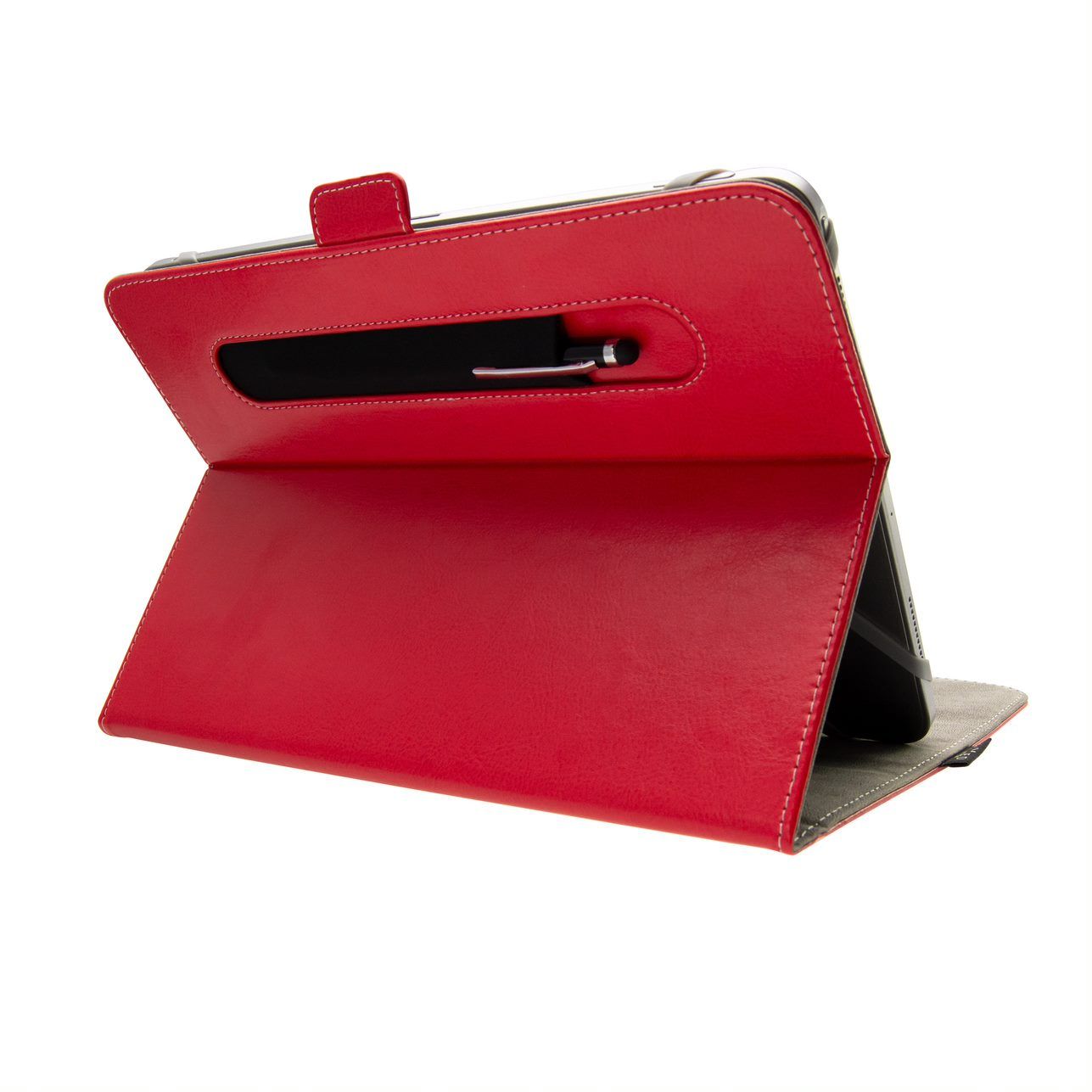 Husa universala Fixed, Novel Tab 10 - 11 ", Piele ecologica, Compartiment stylus, Rosu
