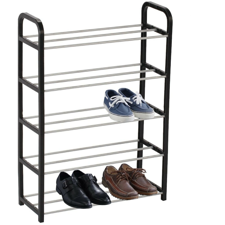Етажерка за обувки Humlin, 5 рафта, Mетал и пластмаса, 50 x 19 x 66 см, Черен