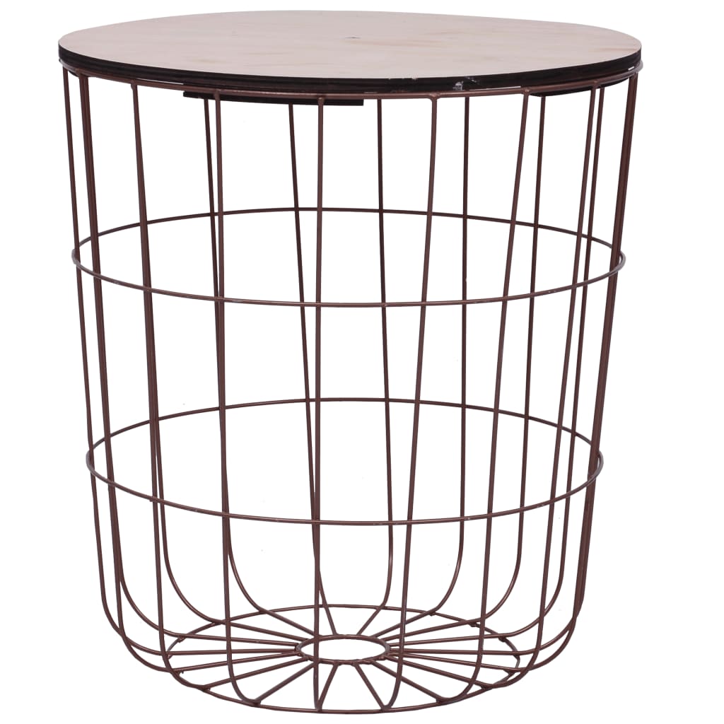 Masuta de cafea, vidaXL, Metal/MDF, 39,5 x 42,5 cm, Maro