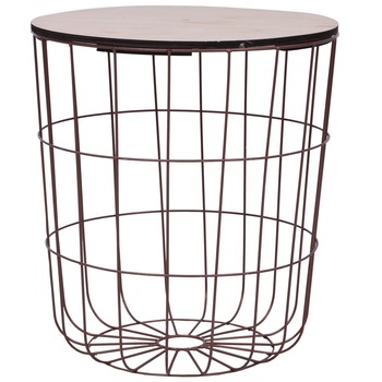 Masuta de cafea, vidaXL, Metal/MDF, 39,5 x 42,5 cm, Maro Masuta de cafea, vidaXL, Metal/MDF, 39,5 x 42,5 cm, Maro