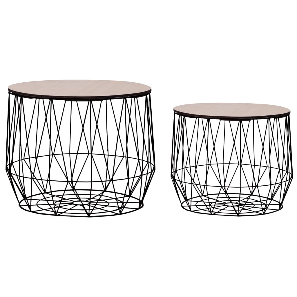 Set de 2 masute de cafea, vidaXL, Metal/MDF, 50 x 40 cm, Negru