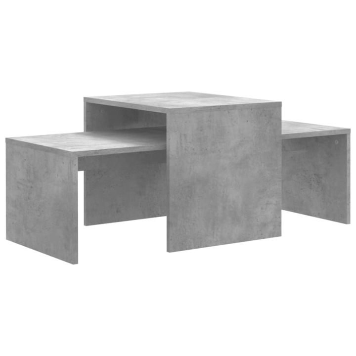 Set masute de cafea vidaXL, gri beton, 100x48x40 cm, lemn prelucrat, 13.27 kg