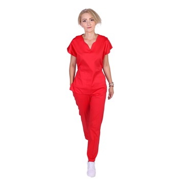 Costum medical de dama, Sisa Boutique, Culoare Rosu, Marime S Costum medical de dama, Sisa Boutique, Culoare Rosu, Marime S