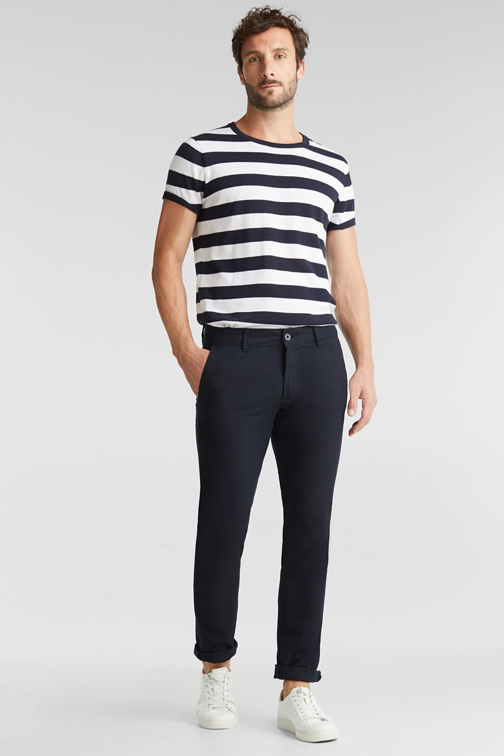 Esprit, Pantaloni chino slim fit, Bleumarin inchis