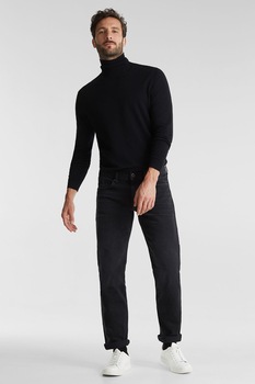 Esprit, Blugi drepti din amestec de bumbac organic, Gri antracit, W33-L32 Esprit, Blugi drepti din amestec de bumbac organic, Gri antracit, W33-L32