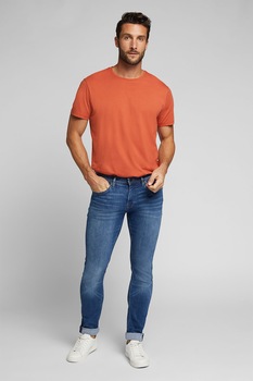 Esprit, Blugi skinny din amestec de bumbac organic, Albastru inchis/Albastru pal Esprit, Blugi skinny din amestec de bumbac organic, Albastru inchis/Albastru pal