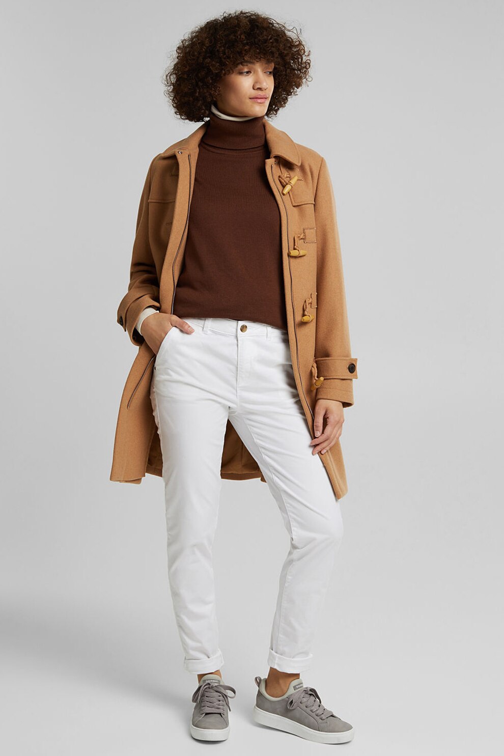 Esprit, Pantaloni chino slim fit elastici, Alb