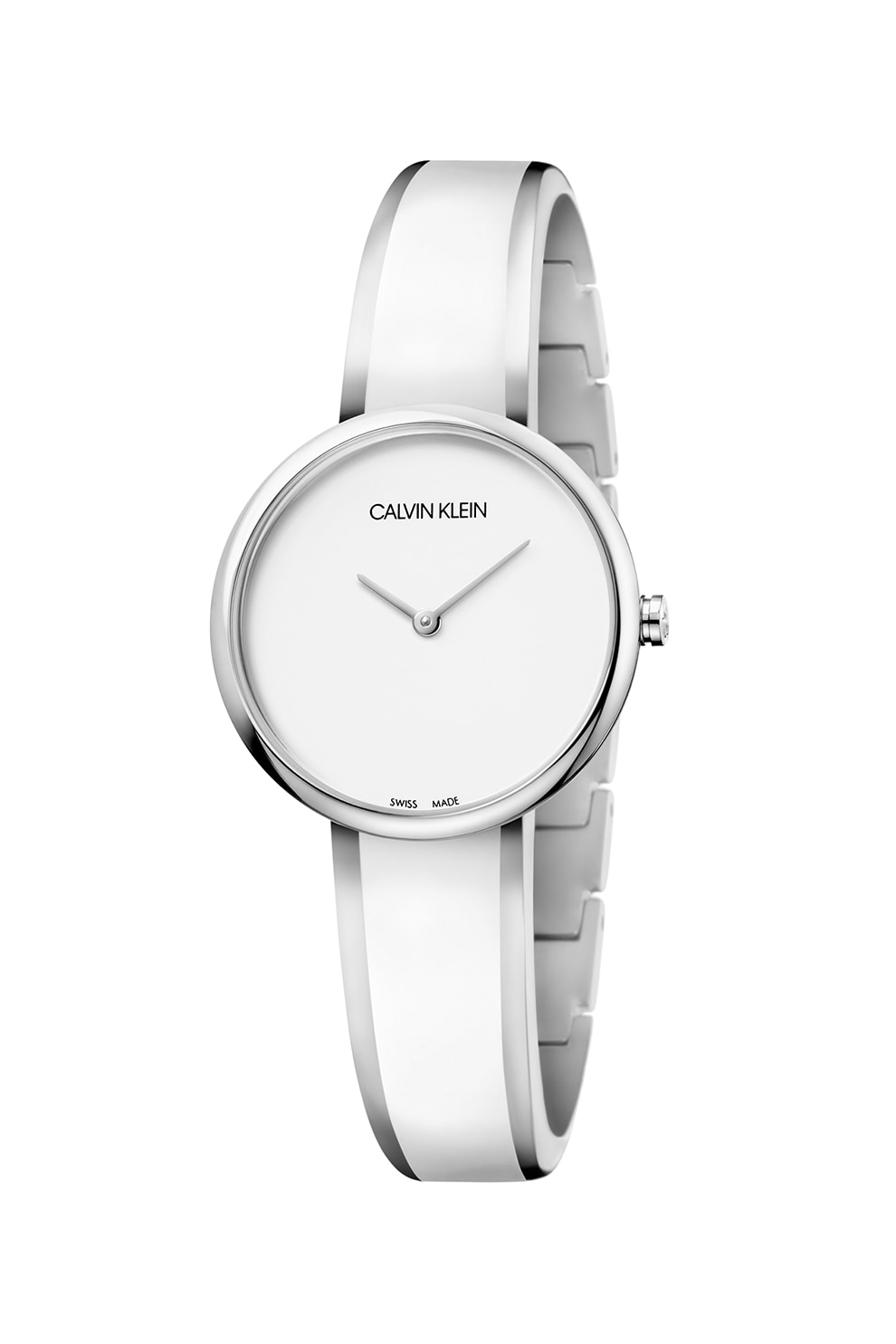 CALVIN KLEIN, Ceas din otel inoxidabil, Argintiu/Alb