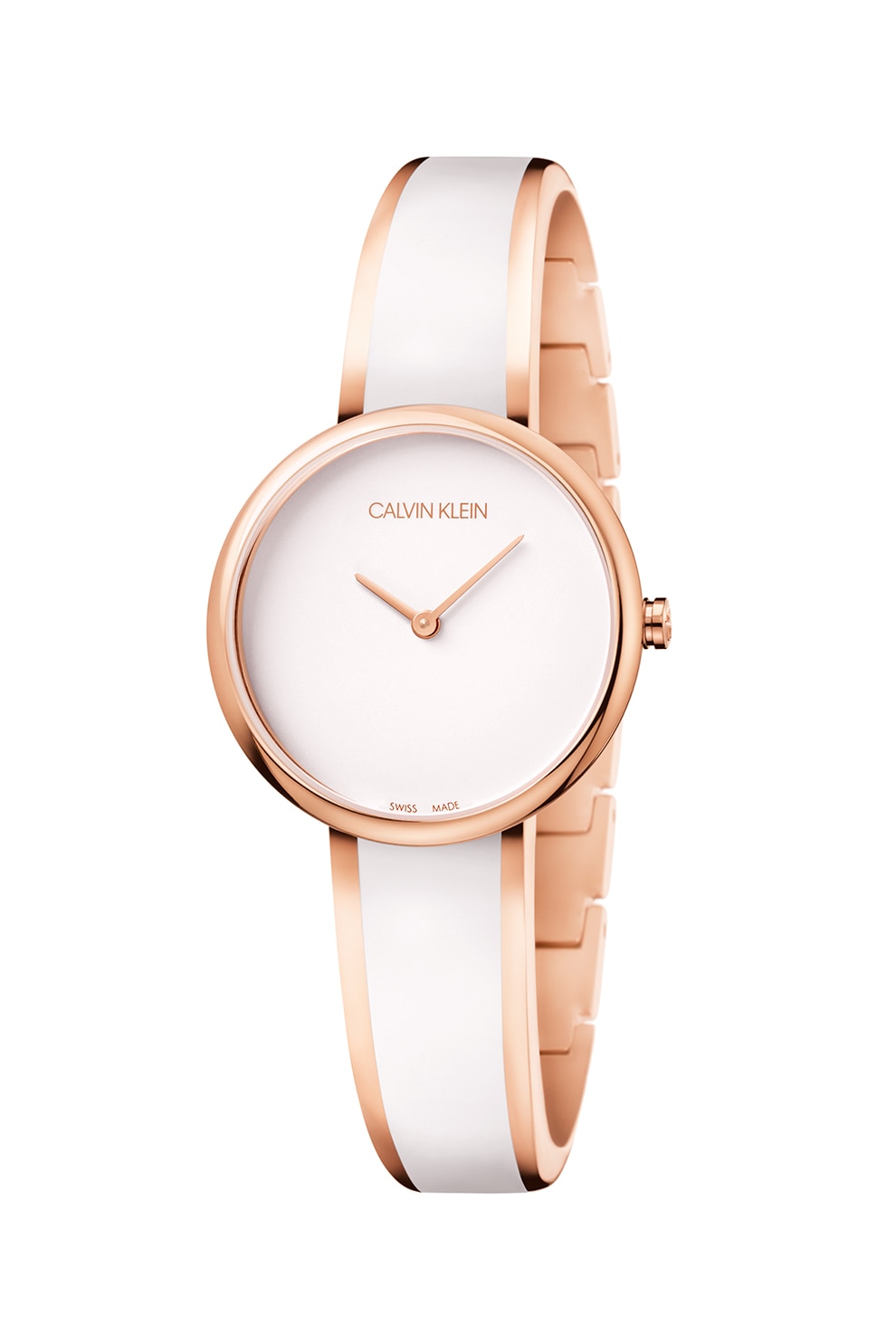 CALVIN KLEIN, Ceas din otel inoxidabil, Auriu rose/Alb