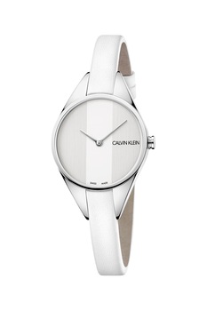 CALVIN KLEIN, Ceas cu o curea de piele, Argintiu/Alb CALVIN KLEIN, Ceas cu o curea de piele, Argintiu/Alb