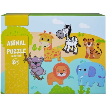 Puzzle,din lemn, pentru copii, tematica, animale, 9 piese, 7toys Puzzle,din lemn, pentru copii, tematica, animale, 9 piese, 7toys