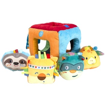 Cub din material Imaginarium Jungle Activities Cube cu 4 figuri geometrice incastrabile cu tematica jungla, 1 patrat, 1 rotund, 1 triunghiular si 1 oval cu activitati Cub din material Imaginarium Jungle Activities Cube cu 4 figuri geometrice incastrabile cu tematica jungla, 1 patrat, 1 rotund, 1 triunghiular si 1 oval cu activitati