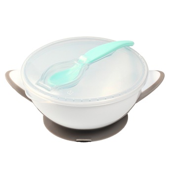 Set 2 piese castron si lingurita BabyOno 1063-02, Gri 6+ luni Set 2 piese castron si lingurita BabyOno 1063-02, Gri 6+ luni