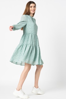 b.young, Rochie cu aspect stratificat si buline Dalia, Verde pal/Negru b.young, Rochie cu aspect stratificat si buline Dalia, Verde pal/Negru