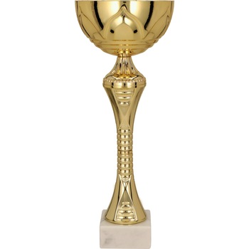 Cupa aurie,30 cm cu piedestal din marmura alba Cupa aurie,30 cm cu piedestal din marmura alba