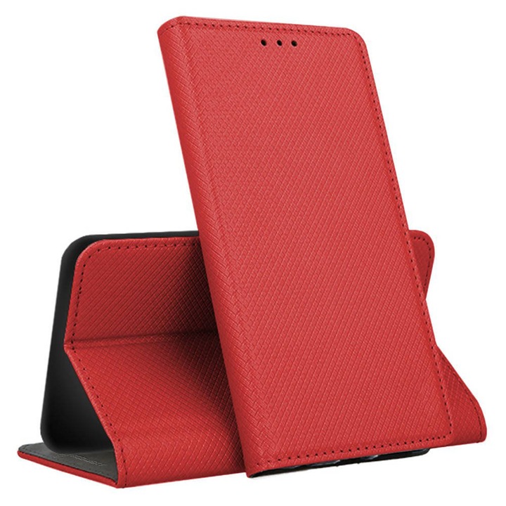 Калъф, съвместим с телефон G-Tech, тип книга, съвместим с Motorola Moto E32s, премиум книга, магнитно затваряне, джоб за карта, червен