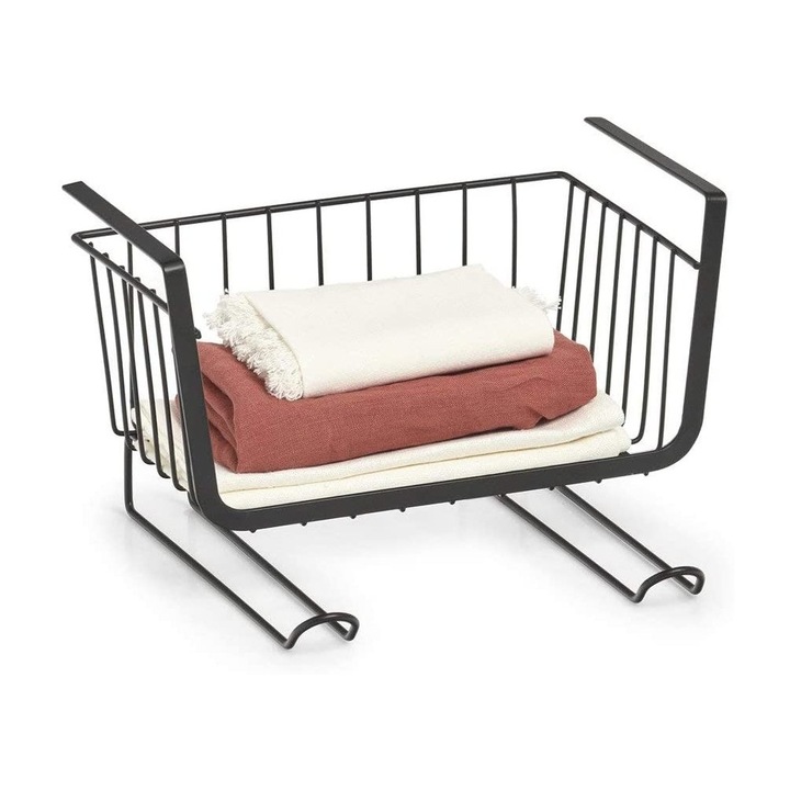 Cos depozitare raft Zeller Extra, metalic, negru, 31x26x19 cm