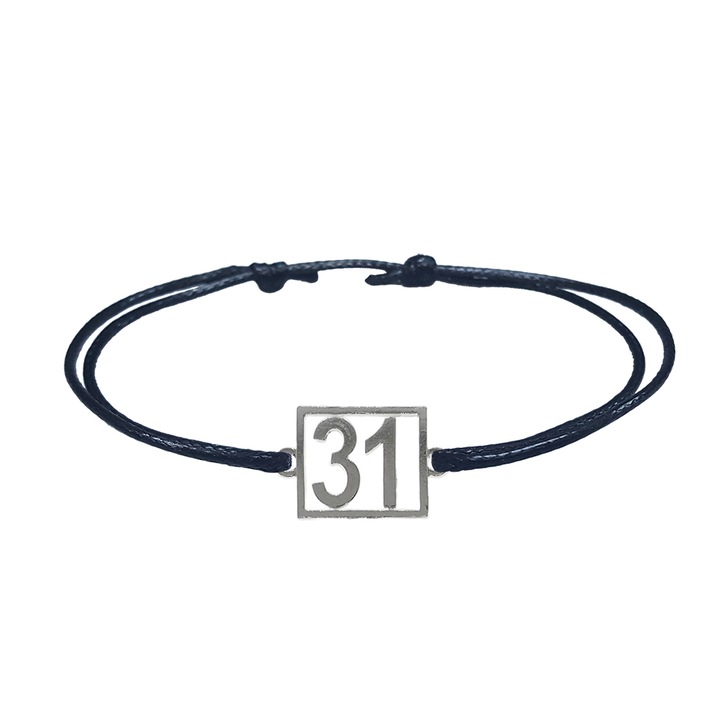 Személyre szabott fekete szál karkötő Szám 31 ezüst szerencseszám évfordulós számok 10253_1260 Dras 8050