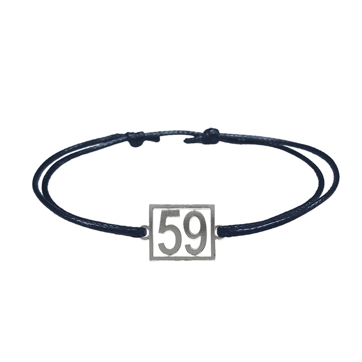 Bratara snur negru personalizata Cifra 59 argint numar norocos cifre aniversare 10255_9260 Dras 8078