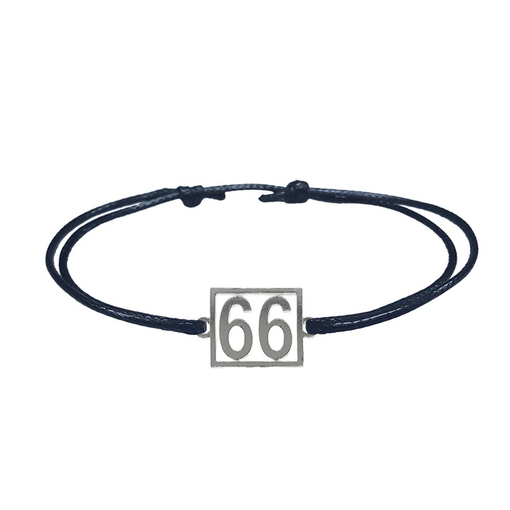 Bratara snur negru personalizata Cifra 66 argint numar norocos cifre aniversare 10256_6260 Dras 8085