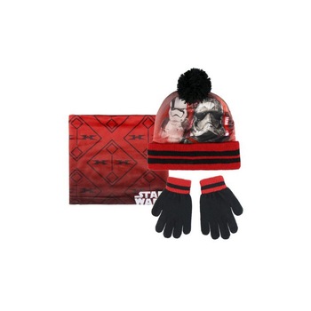 Set caciula-fular-manusi Star Wars, Rosu/Negru, ONE SIZE Set caciula-fular-manusi Star Wars, Rosu/Negru, ONE SIZE