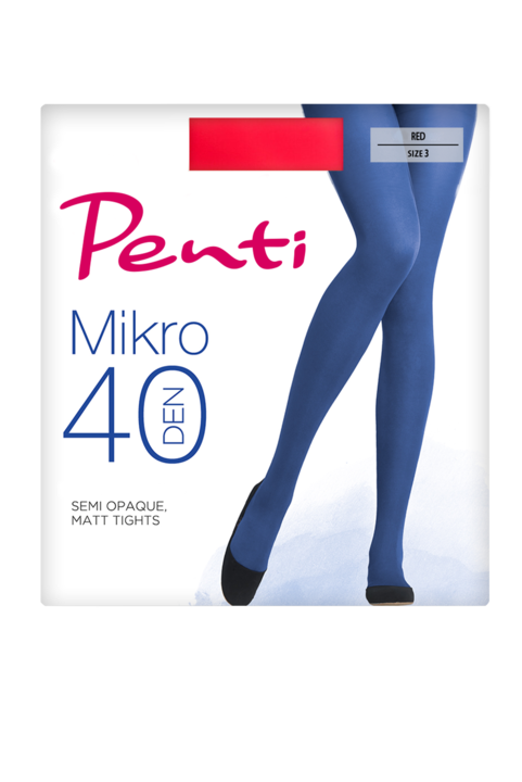 Плътен дамски чорапогащник от микрофибър Penti Micro 40 Den, Червен