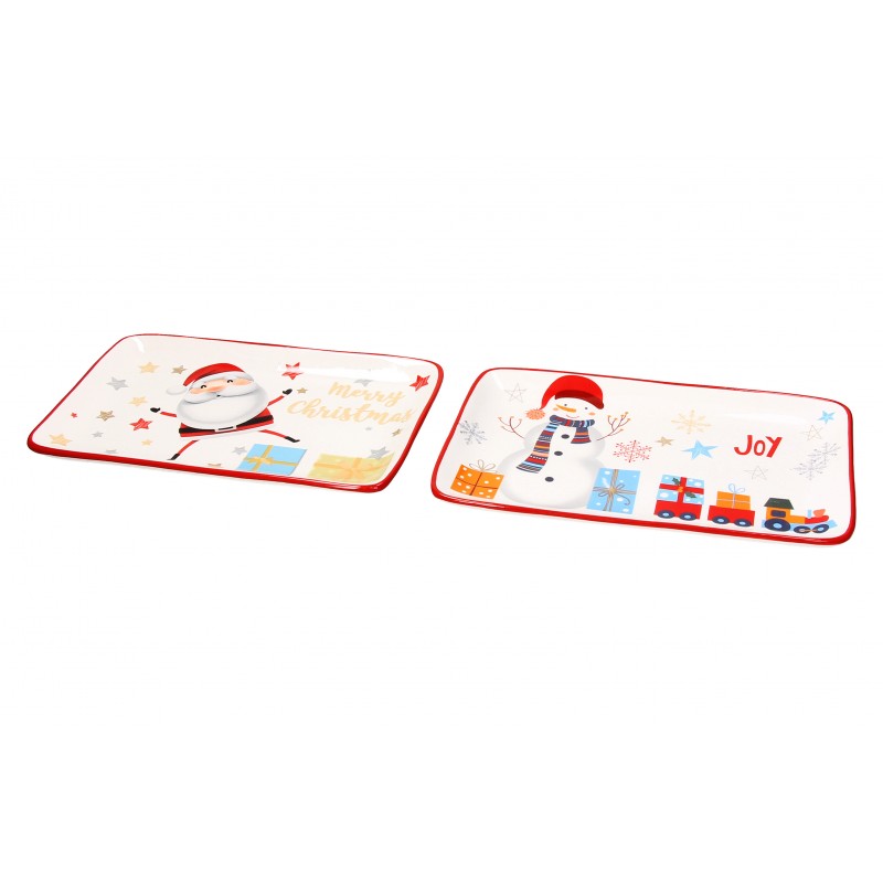 Set 2 platouri cu decoratiuni de Craciun cm 23x14