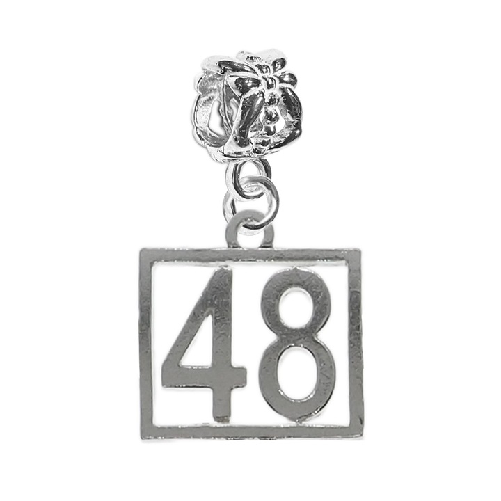 Charm argint Cifra 48 numar norocos cifre aniversare Dras Argintiu