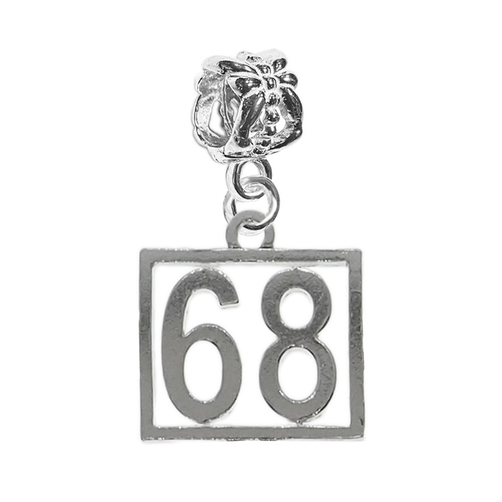 Charm argint Cifra 68 numar norocos cifre aniversare Dras Argintiu