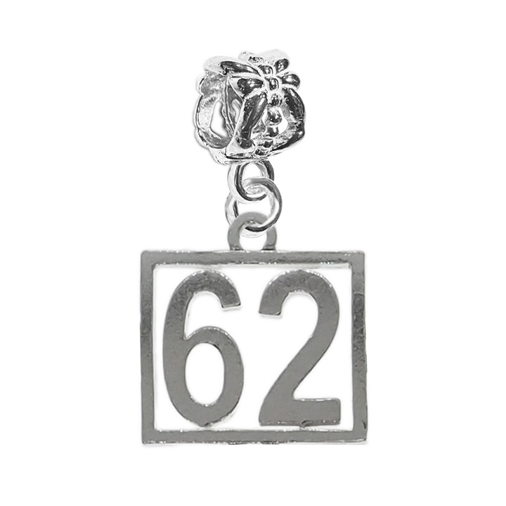 Charm argint Cifra 62 numar norocos cifre aniversare Dras Argintiu