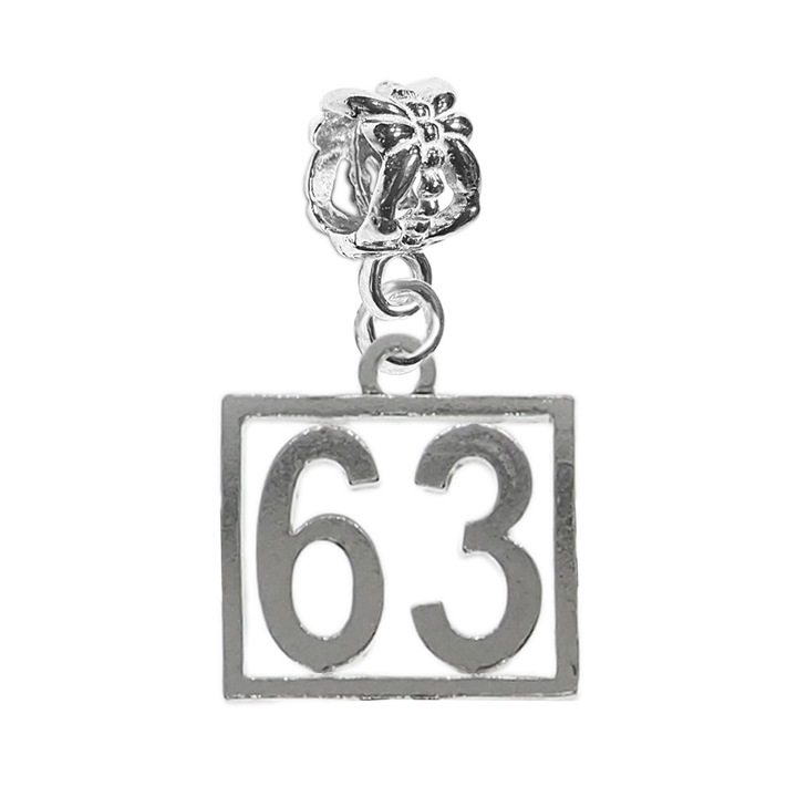 Charm argint Cifra 63 numar norocos cifre aniversare Dras Argintiu