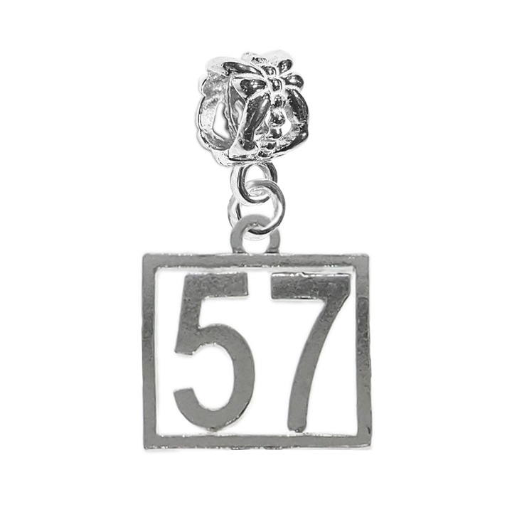 Charm argint Cifra 57 numar norocos cifre aniversare Dras Argintiu