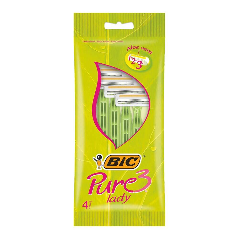 Set 4 Aparate de Ras BIC Pure cu 3 Lame, Lame Inoxidabile