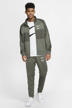 Nike, Bluza sport cu fermoar Swoosh, Verde militar, L Nike, Bluza sport cu fermoar Swoosh, Verde militar, L