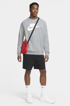 Nike, Bluza sport cu logo Modern, Gri deschis melange/Alb Nike, Bluza sport cu logo Modern, Gri deschis melange/Alb