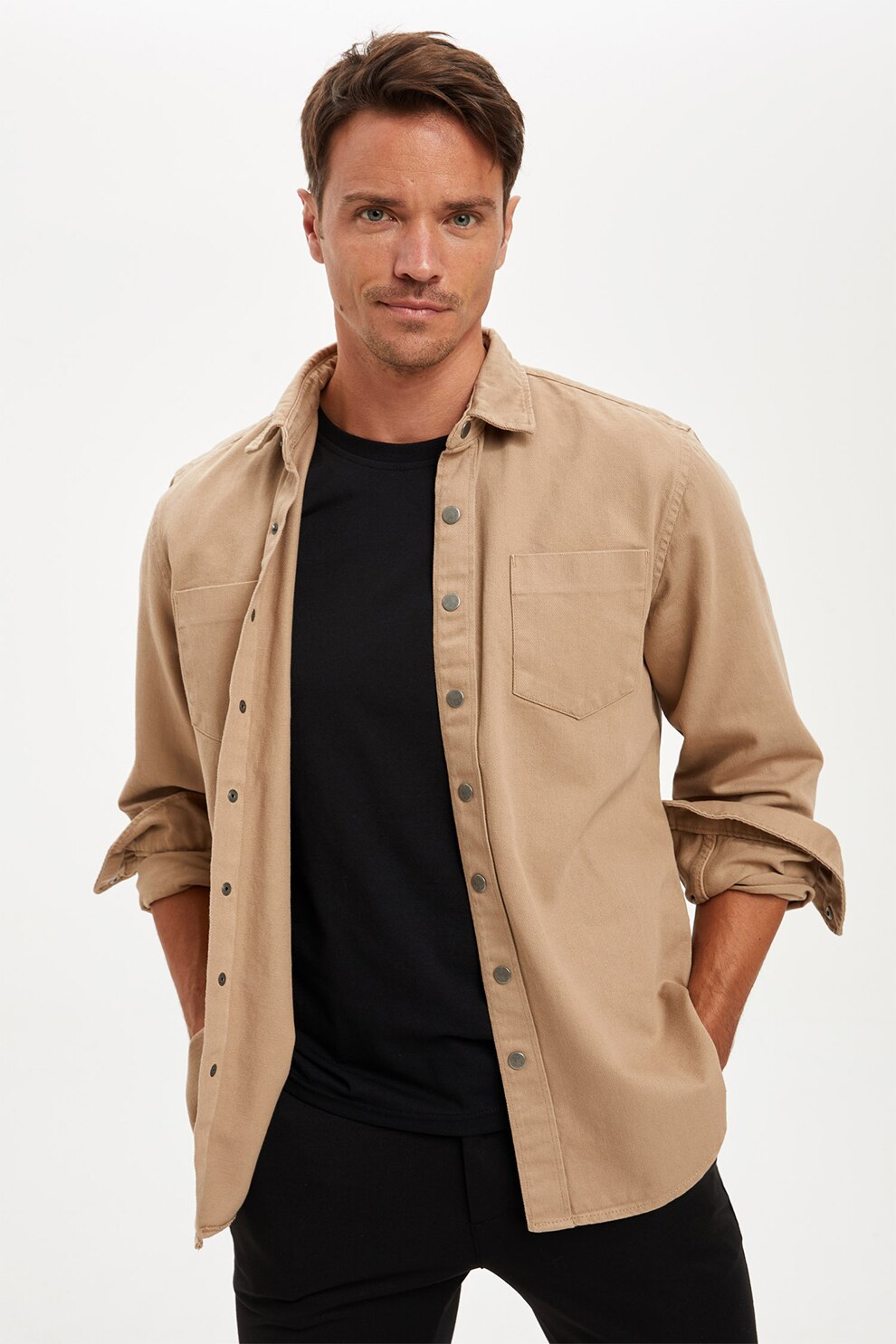 DeFacto, Camasa regular fit, Maro camel