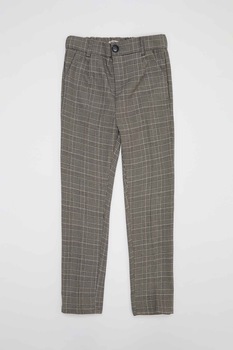 DeFacto, Pantaloni lungi cu model in carouri, Gri/Alb DeFacto, Pantaloni lungi cu model in carouri, Gri/Alb