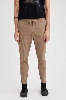 DeFacto, Pantaloni cargo cu croiala conica si snur de ajustare, Maro camel, XS DeFacto, Pantaloni cargo cu croiala conica si snur de ajustare, Maro camel, XS