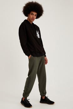 DeFacto, Pantaloni sport cu buzunare laterale, Verde militar