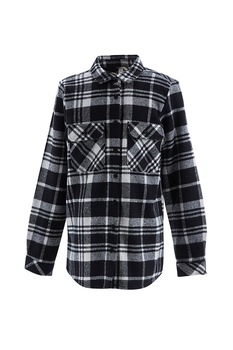 DeFacto, Camasa din flanel in carouri cu buzunare aplicate, Negru DeFacto, Camasa din flanel in carouri cu buzunare aplicate, Negru