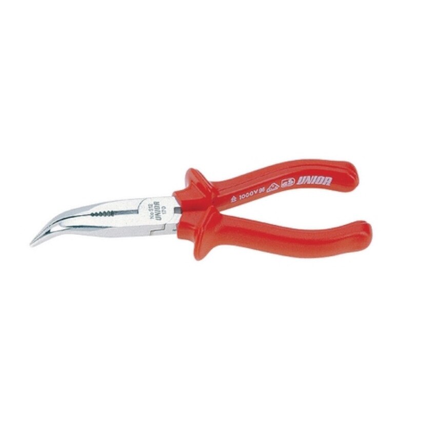 Cleste cu varfuri semirotunde indoite izolat la 1000 V dublu strat, marca Unior de 170 mm